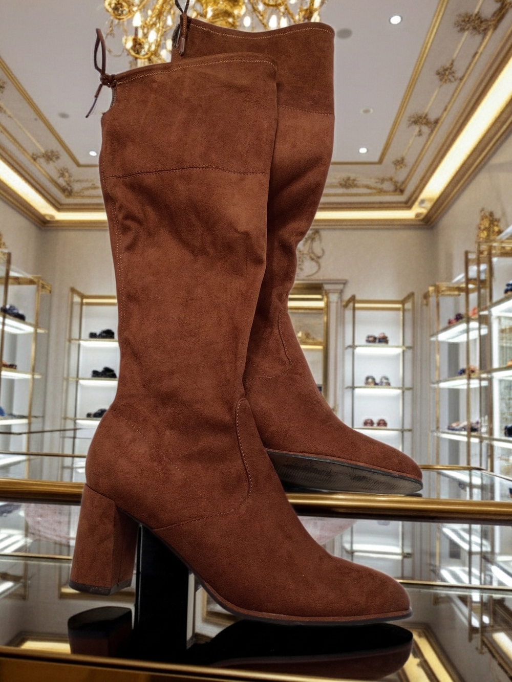 Marc Fisher LTD Okun Chestnut Vegan Suede Over-the-Knee Block Heel Boots 9.5